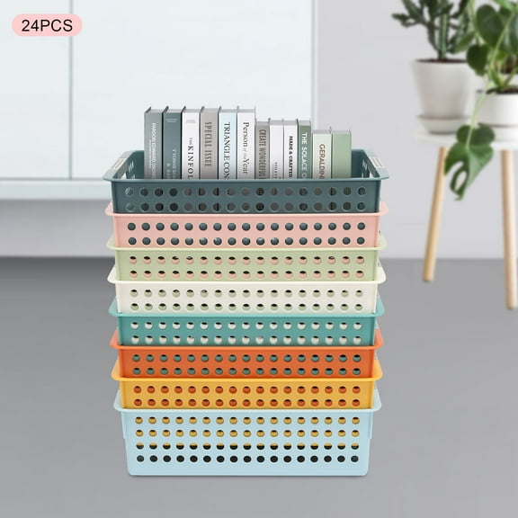 24 Pack Classroom Baskets for Classroom Colorful Organizer Baskets Classroom Storage Bin Book Baskets for Papers Crayon Pencils Toy Storage
