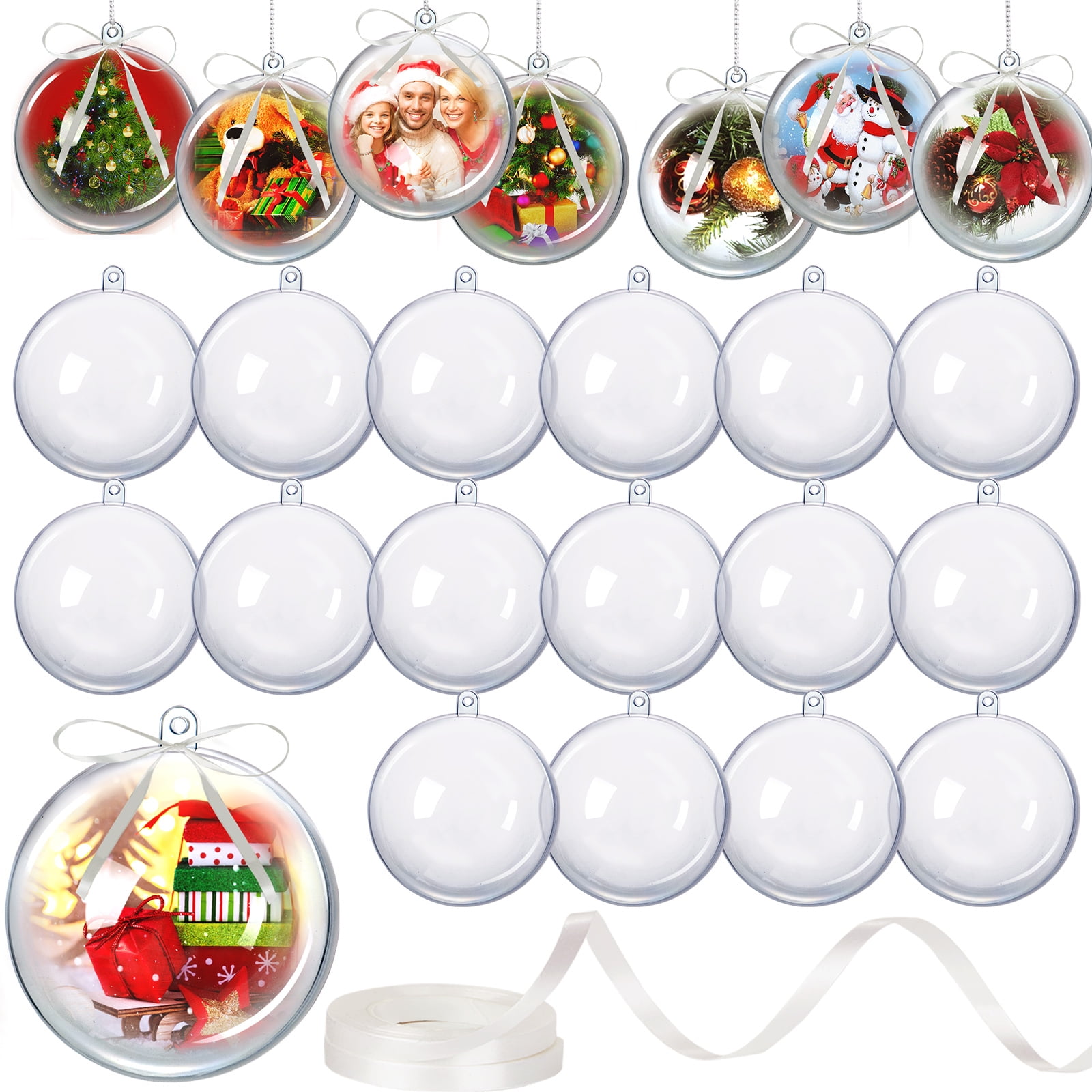 24 Sets Clear Ornament Ball Craft, Hanging Fillable Plastic Balls Christmas  Ornaments with DIY Accessories for Christmas Tree Ornaments New Year