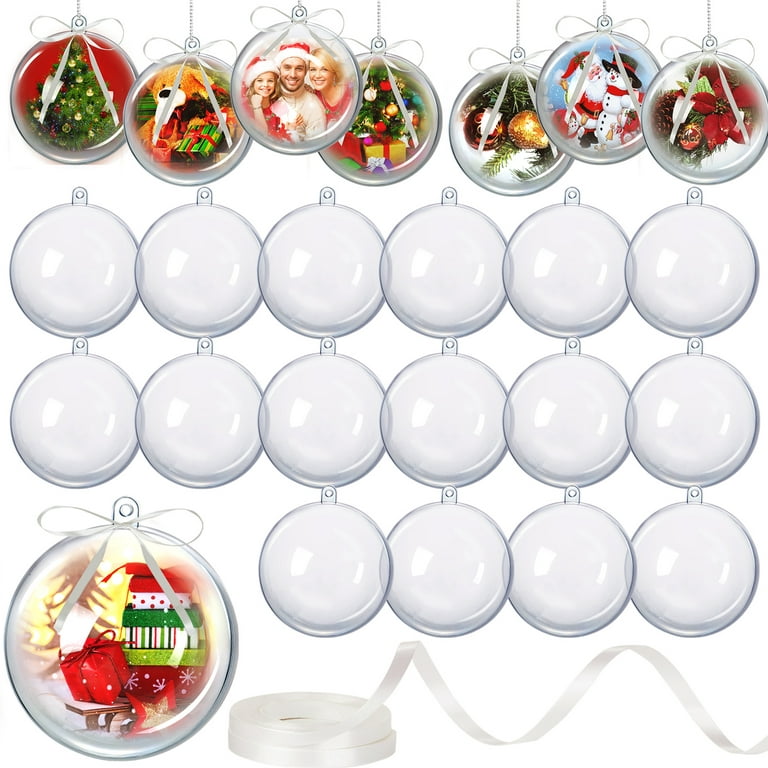 24 Pack Clear Ornaments for Crafts Fillable, Clear Ornament Balls