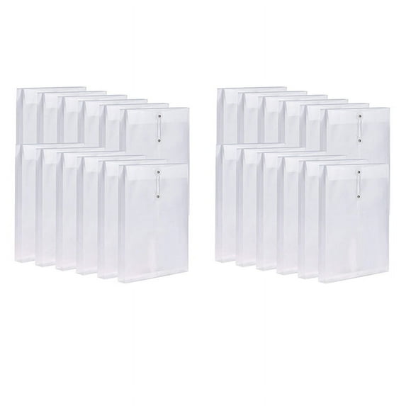 24 Pack Clear Plastic Envelopes Envelopes Expandable Files Document Folders with Button & String Tie Closure A4