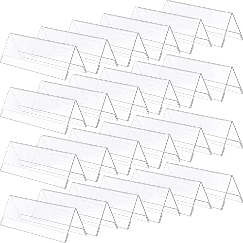 24 Pack Clear Plastic Name Plates for Desk 8.5 x 3 Acrylic Wall Name Plate Holder Desk Sign Frame for Table Display Blank Nameplate for Office Business Conference Meetingroom Student School Classroom