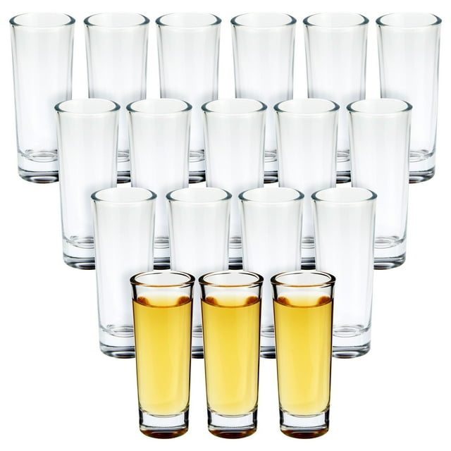 24 Pack Clear Tall Shot Glasses for Tequila, Whiskey, Vodka, Liquor
