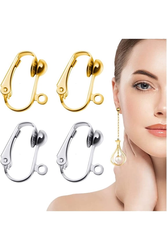 24 Pack Clip On Earring Converters, Hypoallergenic Clip On Earring Backs Parts Components Findings for Earring DIY and Pierced to Clip On Ears (Gold and Silver)