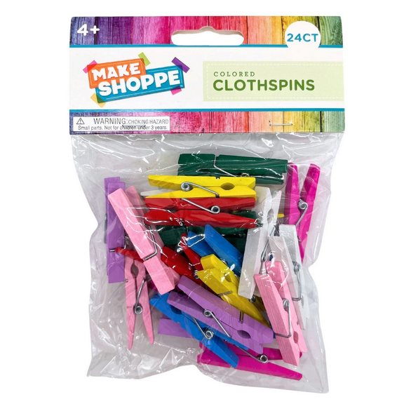 24 Pack Clothespins, Vibrant Assorted Colors, Durable Standard Size for Crafts, Decorating, Organizing, Photo Display, Party Decor, DIY Projects, Easy to Use, Sturdy, Versatile, Multicolor
