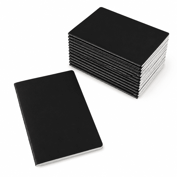 24 Pack College Ruled Notebook & Journal Bulk Black Cover Line Thick Paper A5 Size 5.5x8.3 Inch 60 Pages Small Subject Note Pad P