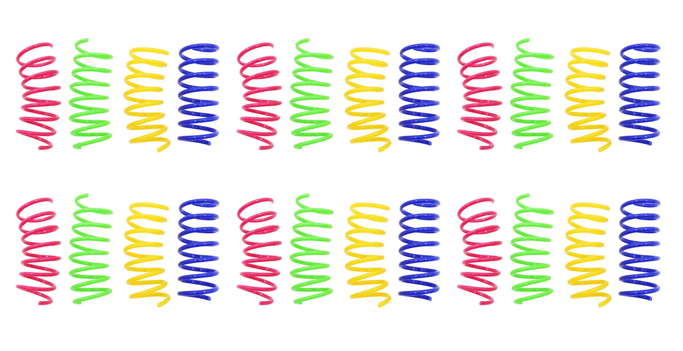 24-Pack Colorful Cat Springs Toy Set, Plastic Bouncy Coils – Stimulates ...