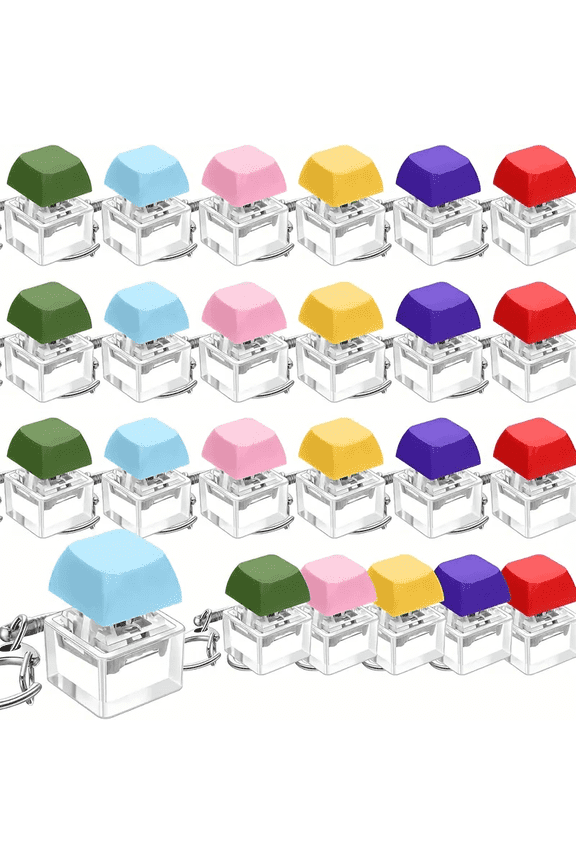 24 Pack Colorful Fidget Keychains, Stress Relief Clicker Keychain Set with Lanyards, Fun Party Favors for Kids & Adults, Perfect Gift for Birthdays, Holidays, Classroom Rewards & Stocking Stuffers