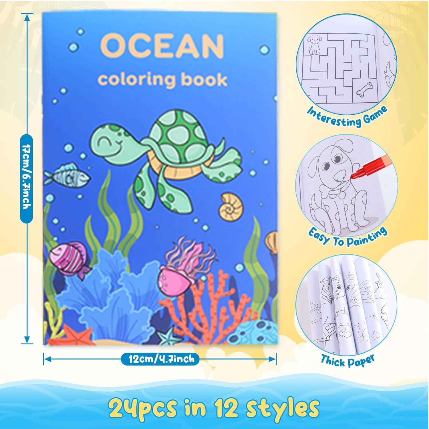 24 Pack Coloring Books For Kids With 24 Stacking Crayons, Bulk Coloring