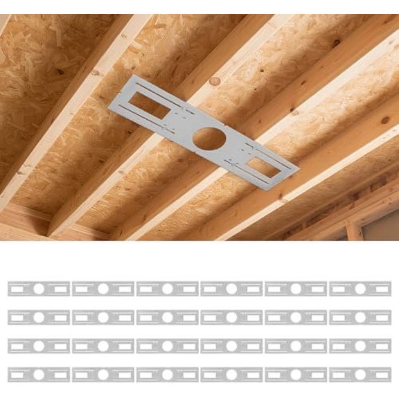 24-Pack Construction Mounting Plate for 4 Inch LED Wafer Recessed Lights, 26 Inch Galvanized Steel Rough-in Bracket with Measurement Scale