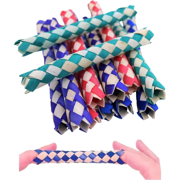 24 Pack- Cool Colorful Classic Bamboo Chinese Finger Traps (5") for Kids and Adults.