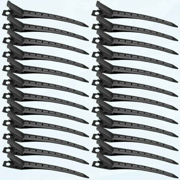 24 Pack Corinthian Hair Clips, Metal Duckbill Clips for Women, Alligator Hair Clips for Thick Long Curly Hair, Roller Clips, Pin Clips, Salon Clips (Black)