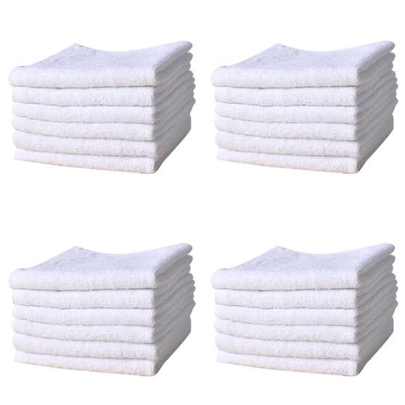 24 Pack Cotton Wash Cloth,10x10 Inch Highly Absorbent and Soft Feel Fingertip Towels, Machine Washable Washcloths for Bathroom, Gym, Hotel, Spa and Kitchen,White