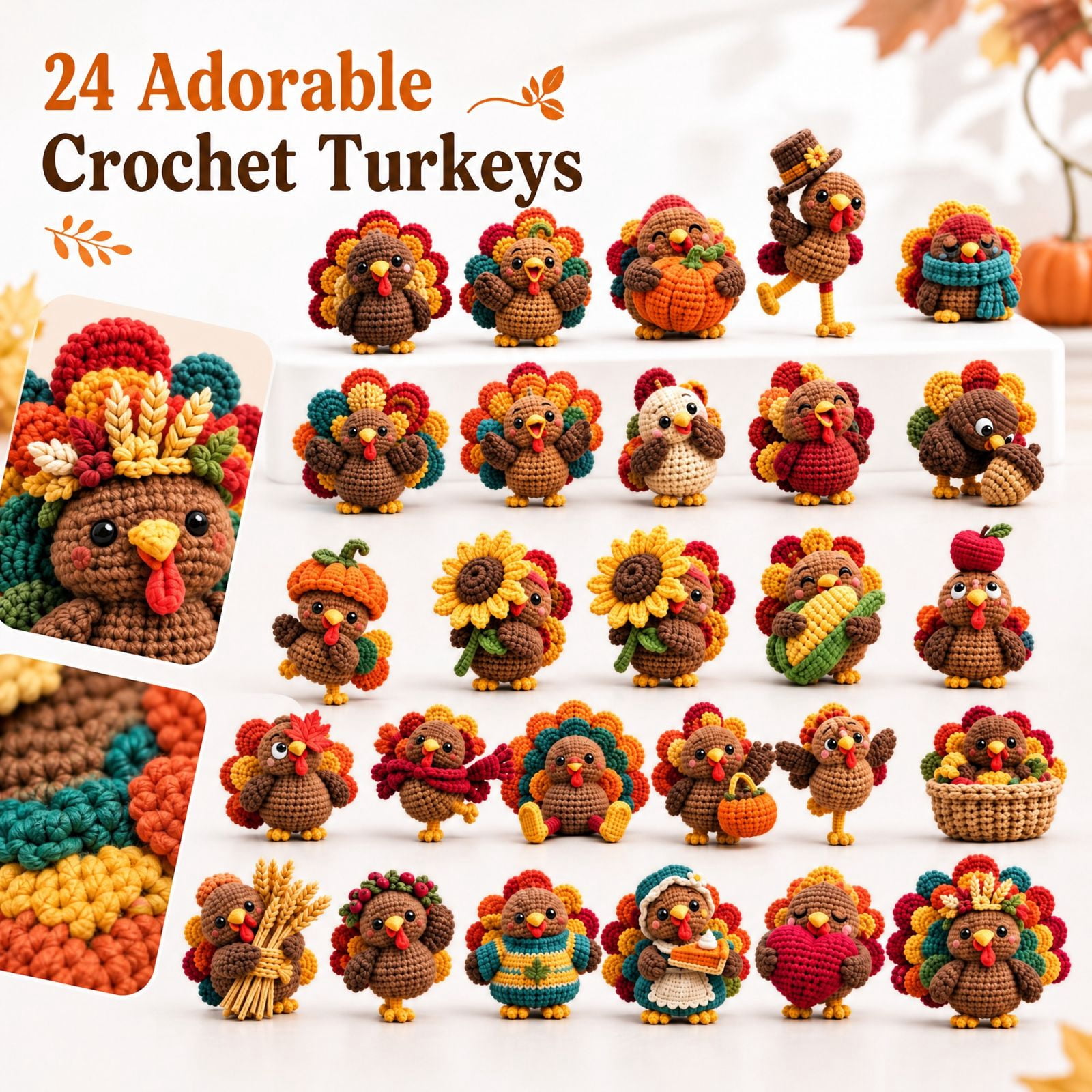 Turky Pentry 24 Pack Crochet Turkey Advent Calendar 2026, Thanksgiving Decorations ...