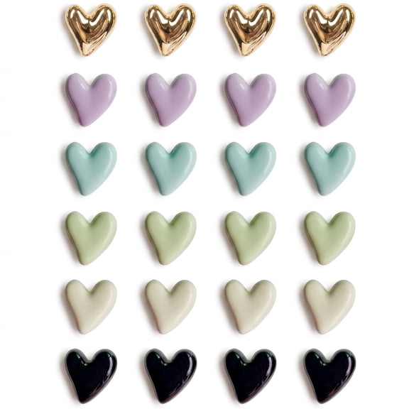 24-Pack Cute Heart Fridge Magnets – Colorful Decorative Refrigerator Magnets with Strong Hold for Whiteboard, Locker & Cabinet Use