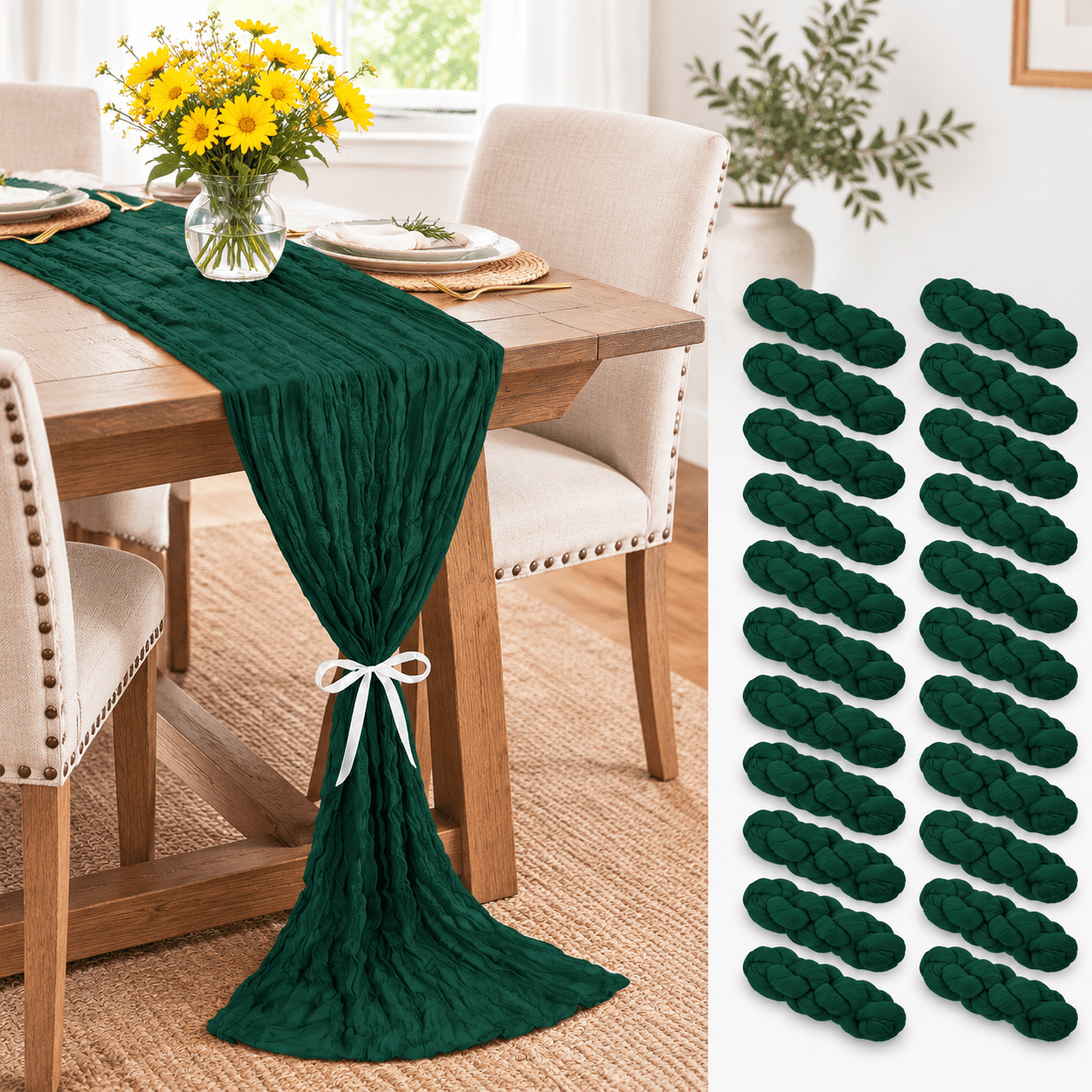 Kitchen Table Toppers 24 Pack Dark Green Table Runners 20x120in Cheesecloth Runner - Walmart.com