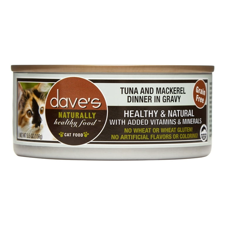 Dave’s Naturally Healthy Grain Free Cat Food Tuna & Mackerel Dinner In Gravy