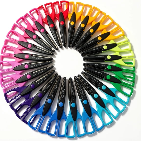 24 Pack Decorative Scissors, 12 Patterns, 6.5 Inch Stainless Steel Blades for Paper Crafts, Scrapbooking, and 4+