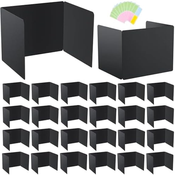 24-Pack Desk Dividers for Students, Plastic Privacy Shields Folders for Student Desks, Sturdy & Durable Testing Dividers for Classroom, Easy to Clean Classroom Privacy Folders School Supplies, Black