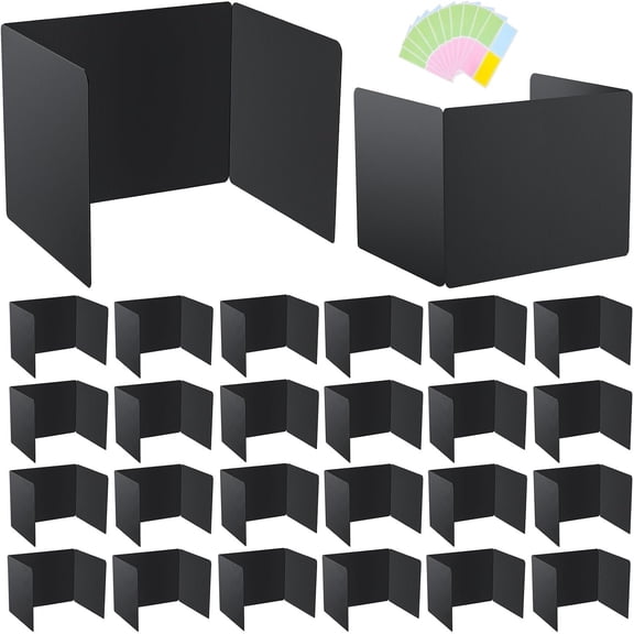 24-Pack Desk Dividers for Students, Plastic Shields Folders for Student Desks, Sturdy & Durable Testing Dividers for Classroom, Easy to Clean Classroom Folders School Supplies, Black