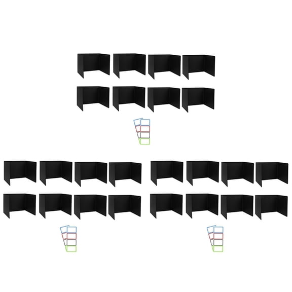 24 Pack Desk Dividers for Students, Waterproof Plastic Study Carrel Divider, Privacy Classroom Shield Black