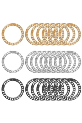 24 Pack Diamond-Encrusted Locking Carabiner Keychains, Small & Sturdy Zinc Alloy Key Ring Clips for Purses, DIY Crafts, Bags, Luggage, Dog Leashes