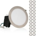 thumbnail image 1 of 24 Pack Premium 18W 8-Inch Ultra-Thin LED Recessed Light with J-Box, 2700K Soft White, Dimmable Slim Panel Downlight, Satin Nickel, 1 of 7