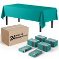 thumbnail image 1 of 24 Pack - Disposable Teal Plastic Tablecloth Cover Heavy Duty Plastic Rectangle Tablecloth - 54” X 108” , 24 ct, 1 of 6