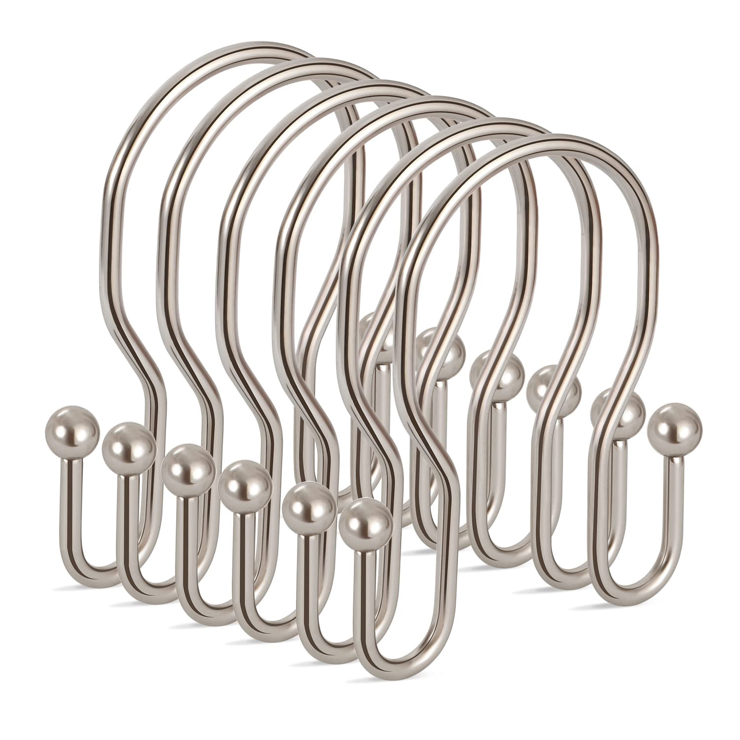 24 Pack Double Shower Curtain Hooks Rings, Heavy Duty Rustproof