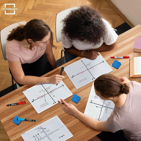 24 Pack Dry Erase XY Axis Graph Lap Board 9" X 12" for Student and Classroom Use, Math White Board - Double Sided With 24 Erasers Included