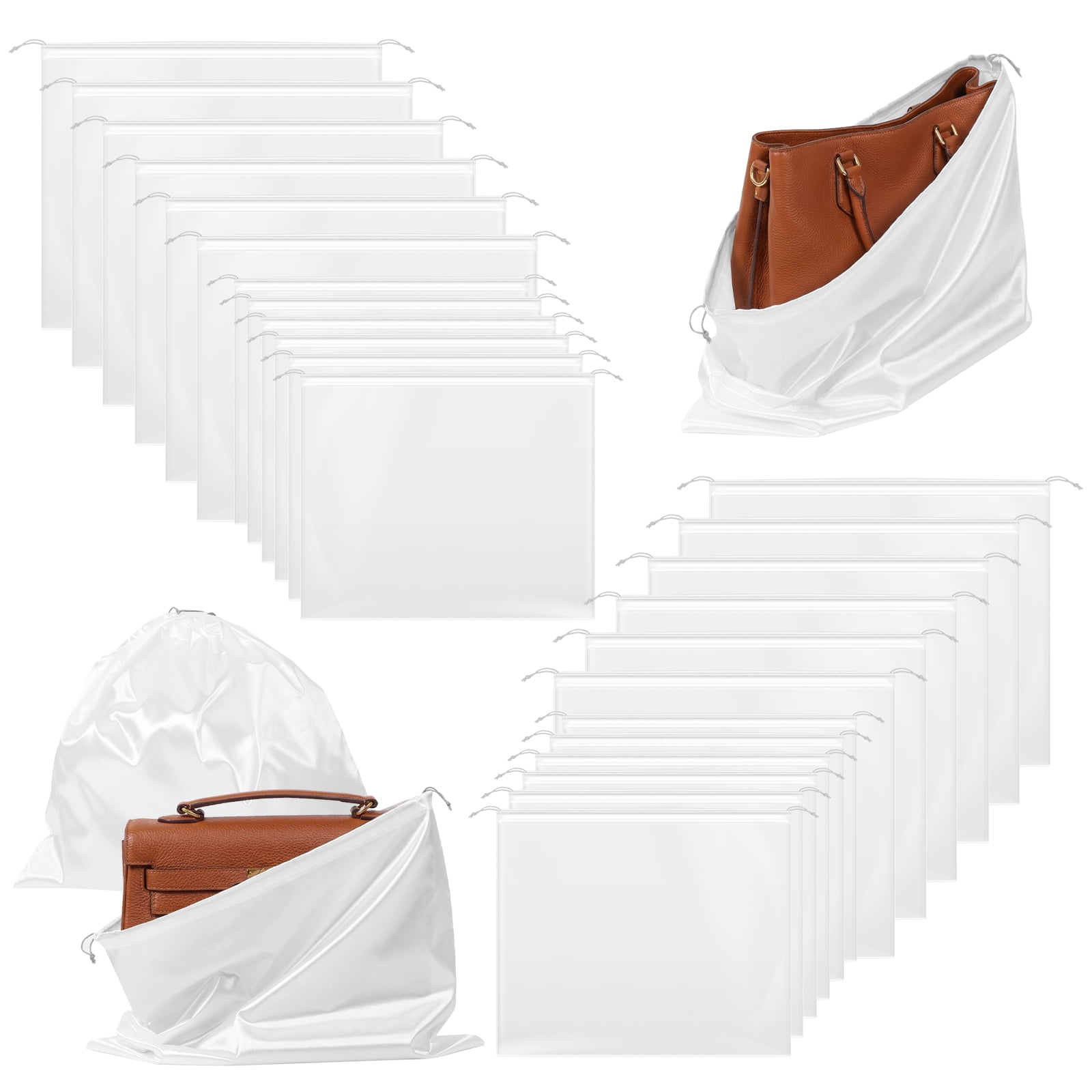 24 Pack Dust Bag for Purse and Handbag Satin Dust Cover Storage Bag with Drawstring Closure for Handbag Purse Shoes Boot