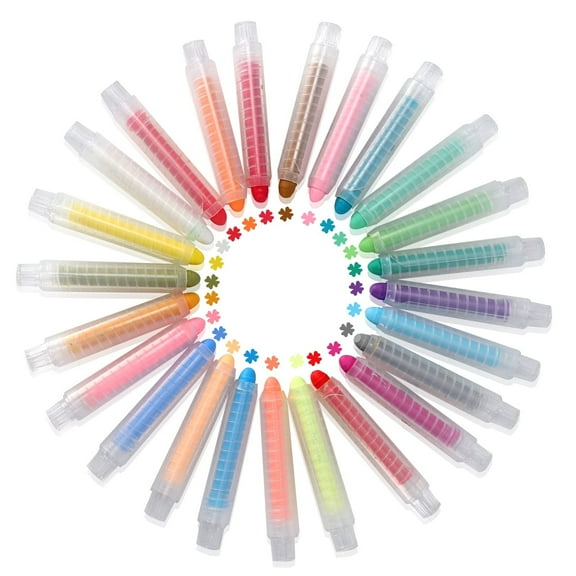 24 Pack Dustless Chalk, Trianu Colored Sidewalk Chalk With Holder, Non-Toxic Washable Toddlers Chalks Drawing Writing for Outdoor Art Play, Blackboard
