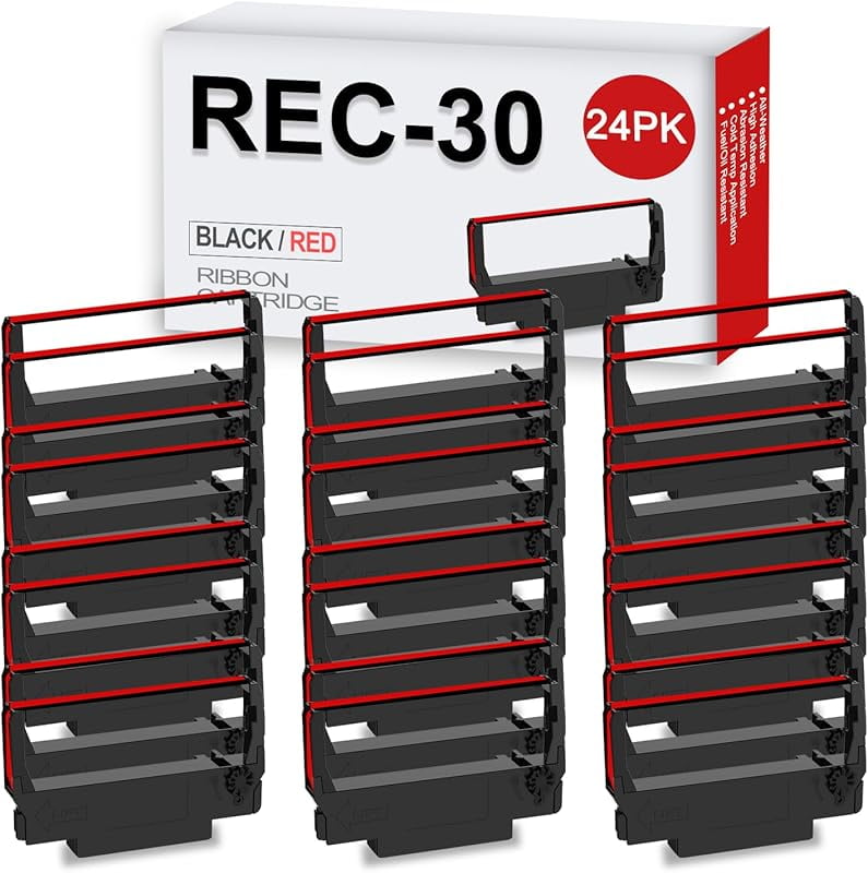 24 Pack ERC30 ERC-30 Black and Red Ribbon Cartridge Replacement for ERC ...