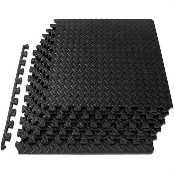 24-Pack EVA Foam Interlocking Flooring Tiles, 24x24 Inches, 0.4 Inch Thickness, Cushioned Protection for Home & Gym Equipment