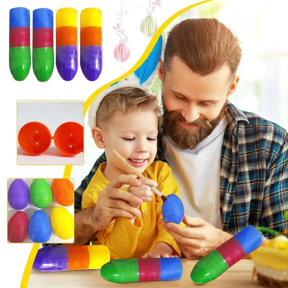 24-Pack Easter Eggs Containers, Semi-Open Design With 24Pcs In 8X6Cm Bag, 4 X 3 Inches (8Cm) Size For 14+ Teens Easter Party Filling & Decorating Supplies