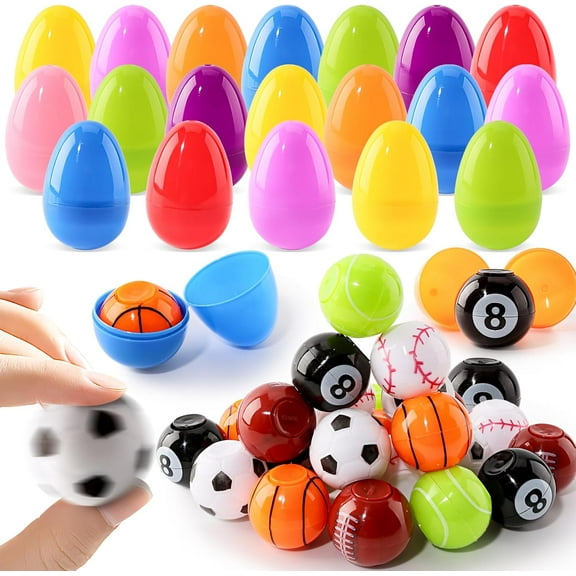 24 Pack Easter Eggs Filled with Spinning Balls, Easter Basket Stuffers Fillers for Kids, Easter Eggs with Toys, Easter Egg Hunt, Easter Party Favors, Easter Classroom Prize Gifts for Kids
