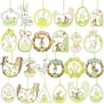 thumbnail image 1 of 24 Pack Easter Ornaments, Wood Easter Eggs Chicken Rabbit Hanging Tag Embellishment Home Party Decoration, 1 of 9