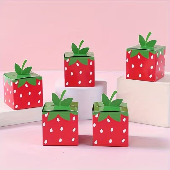 24-Pack Eco-Friendly Strawberry Favor Boxes for Parties