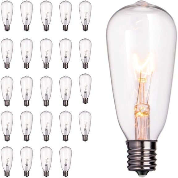 24-Pack Edison Replacement Light Bulbs,7W E17 Screw Base ST40 Replacement Clear Glass Light Bulbs for Outdoor Patio ST40 String Lights, Warm White