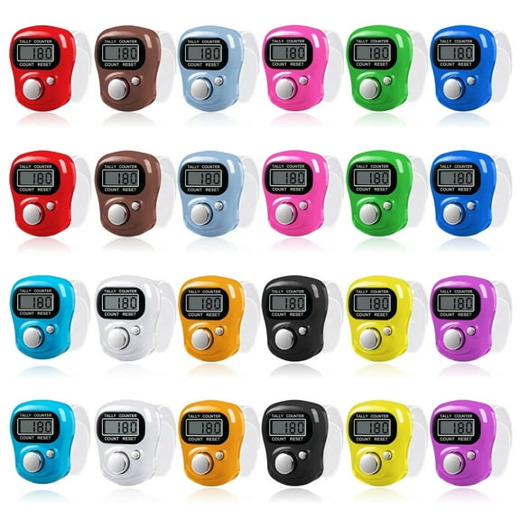 24 Pack Electronic Finger Counter, 5 Digit LCD Electronic Digital Display, Hand Tally Clicker Counter, Digital Handheld Tally Counter, Counting for Golf, Goods Counting, Lap, Knitting