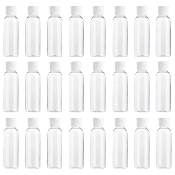 24 Pack Plastic Empty 2oz Travel Bottles with Flip Cap, Refillable Containers for Toiletries, Lotion, Liquid