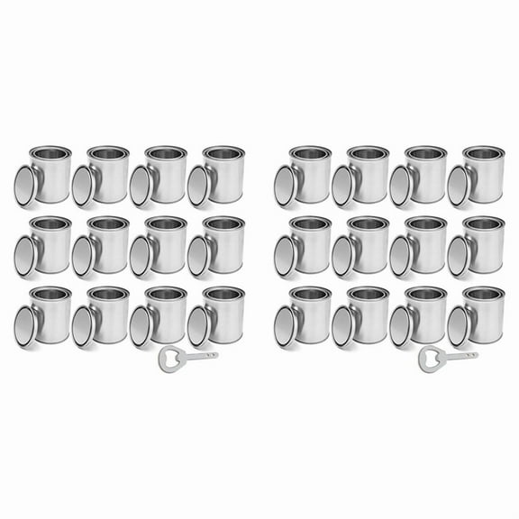 24 Pack Empty Paint Cans with Lids 0.4 Quart Tin Unlined Paint Bucket, Unlined Paint Bucket for Crafts DIY Projects
