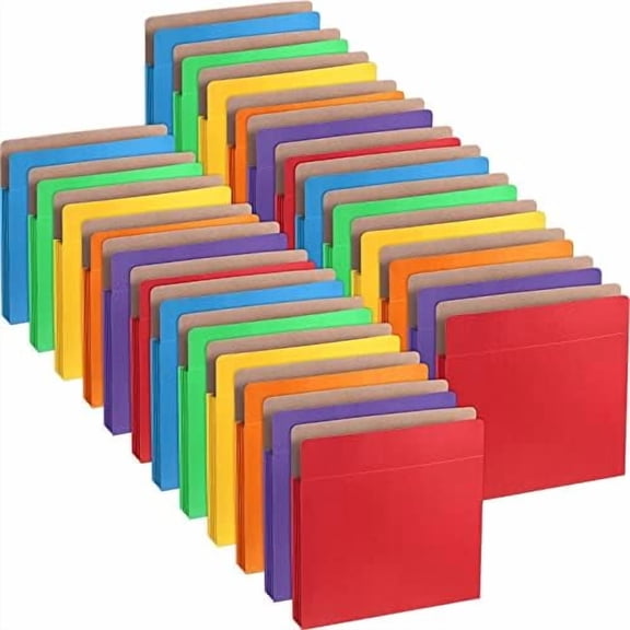 24 Pack Expanding File Pockets Letter Size 3.5" Expansion Reinforced File Pockets with Assorted Colors Large for Organizing Bulky, 11.75 x 9.5 Inch