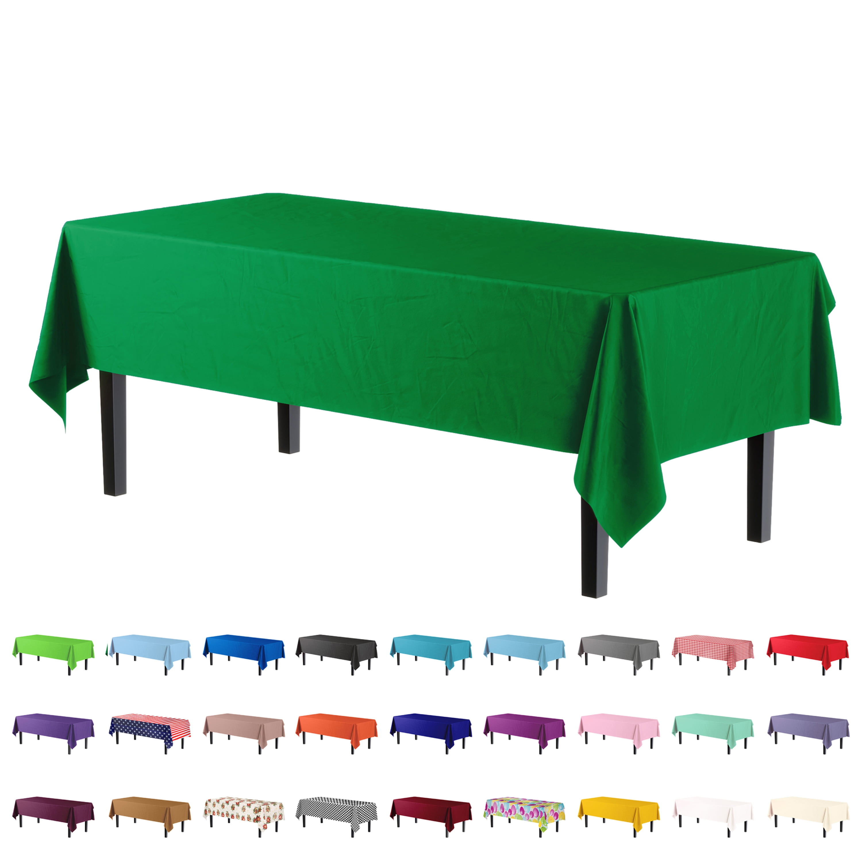 24 Pack - Exquisite Disposable Emerald Green Plastic Tablecloth Cover -  Heavy Duty - 54 x 108 