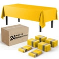 thumbnail image 1 of 24 Pack - Exquisite Disposable Yellow Plastic Tablecloth Cover - Heavy Duty - 54" x 108", 1 of 6