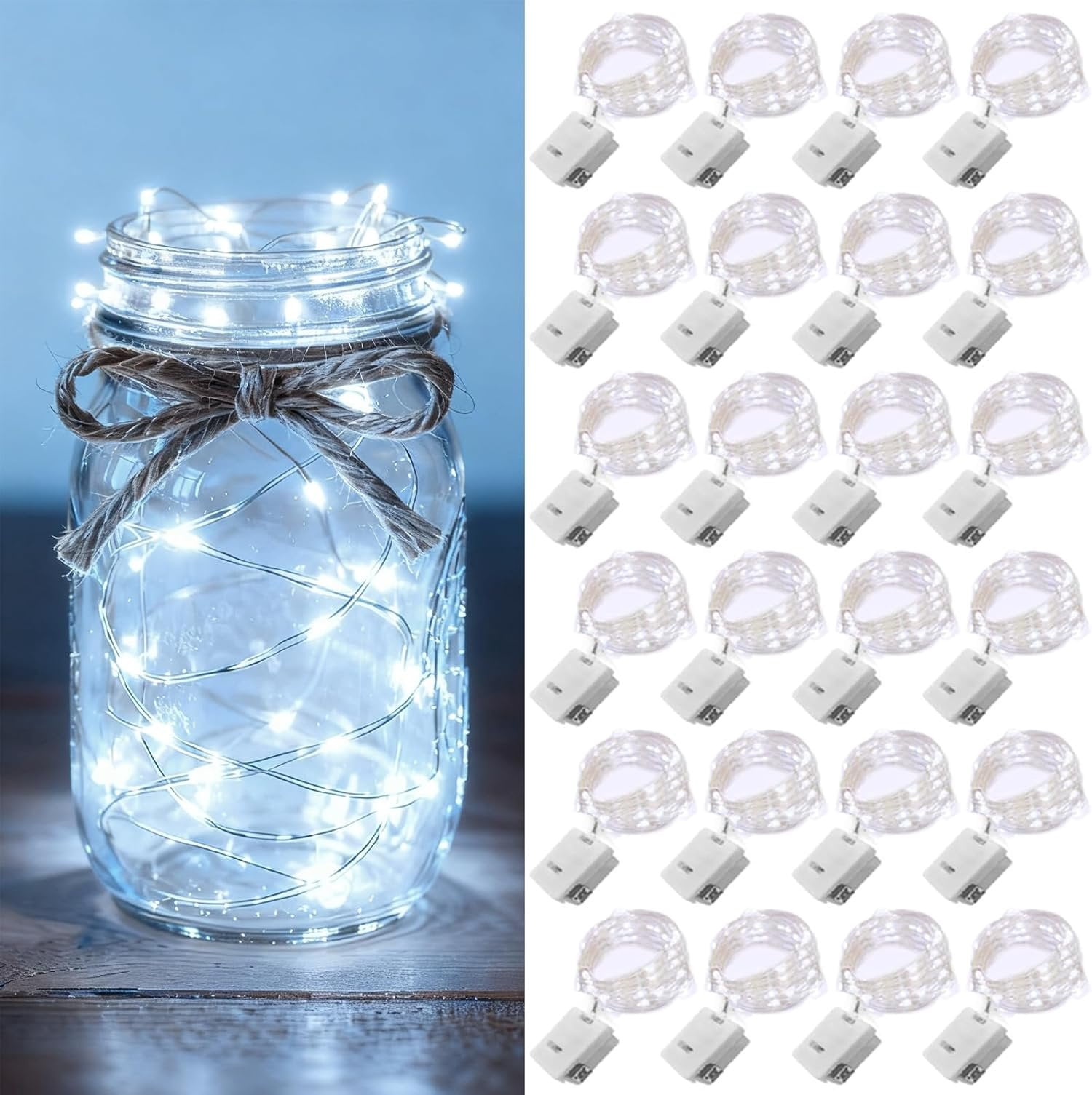 24 Pack Fairy Lights Operated [3 Modes] 7ft 20 LED Mini Twinkle String ...