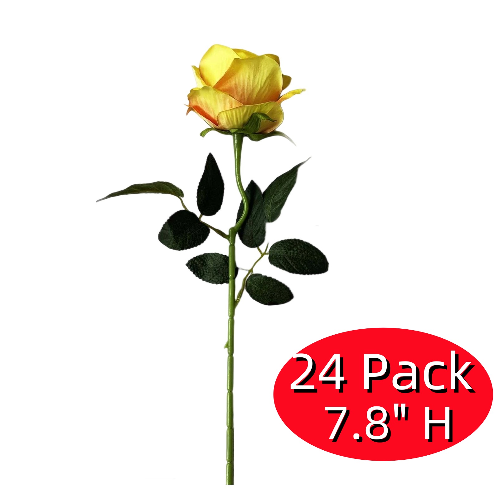 24 Pack Fake Roses Artificial Flowers, Artificial Yellow Roses with ...