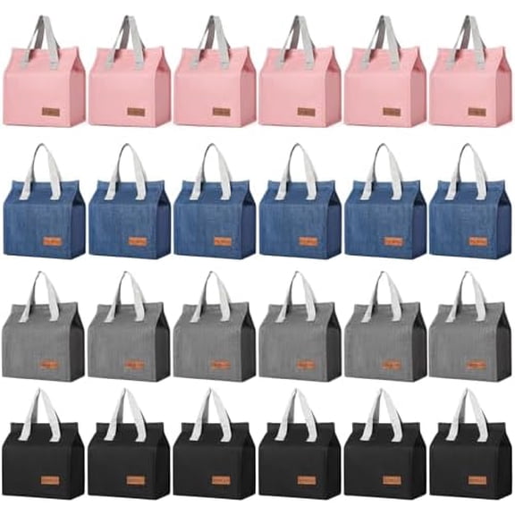 24 Pack Fashion Lunch Bags Bulk, Women/Men,Waterproof Reusable Portable Lunch Tote,Lunch Box Bag.Thermal Cooler Bag Ideal for Office,Work,Beach or Travel,Multicolor$$Home Decor, Kitchen, & Other