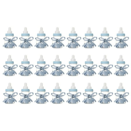 24 Pack Fillable Candy Bottles for Baby Shower Favors - Blue & Pink Party Supplies