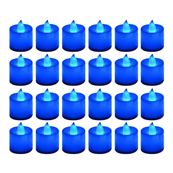 24-Pack Flameless Blue LED Tea Light Candles, Flickering Navy Blue Votive Candles with Timer Function, Battery Operated Safe Candles for Birthday Wedding Party - Blue