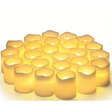 24-Pack Warm White LED Tea Lights  Dimmable Flickering Flameless Candles for Wedding  Party  Home  Table Dr  Reusable